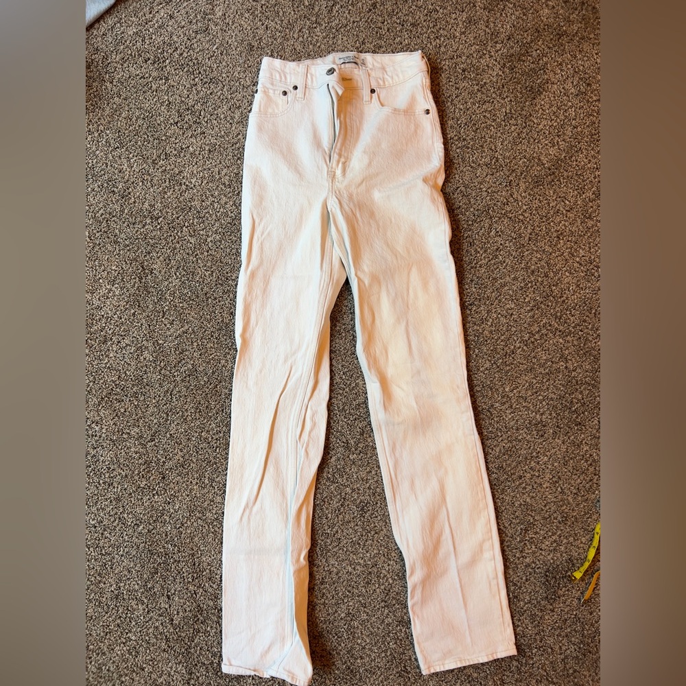 Abercrombie & Fitch Women's Cream Jeans, 90’s Straight Style, Size 25 0 XL